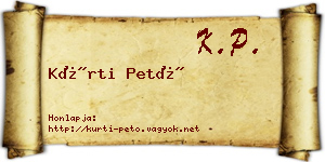 Kürti Pető névjegykártya